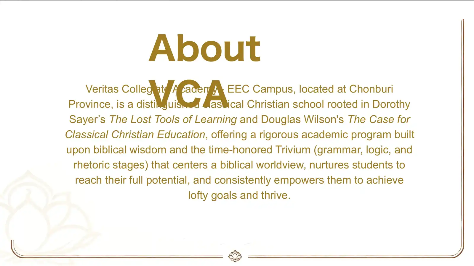 About VCA slide
